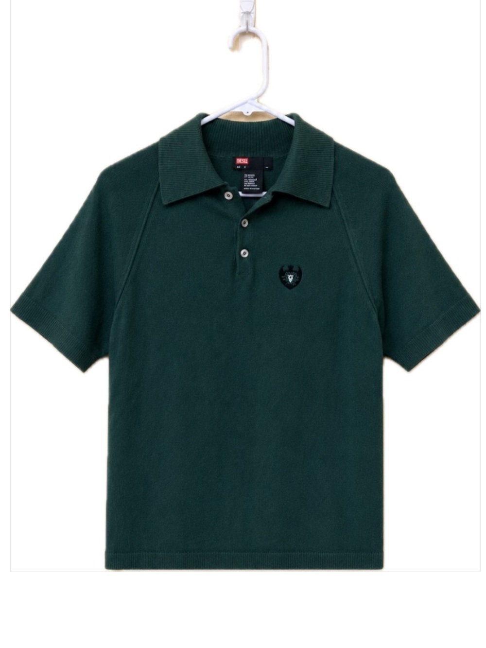 Vintage Diesel Made In Italy Wool Blend Knit Polo Sweater Green Medium EUC